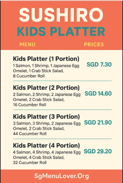 SUSHIRO KIDS PLATTER menu