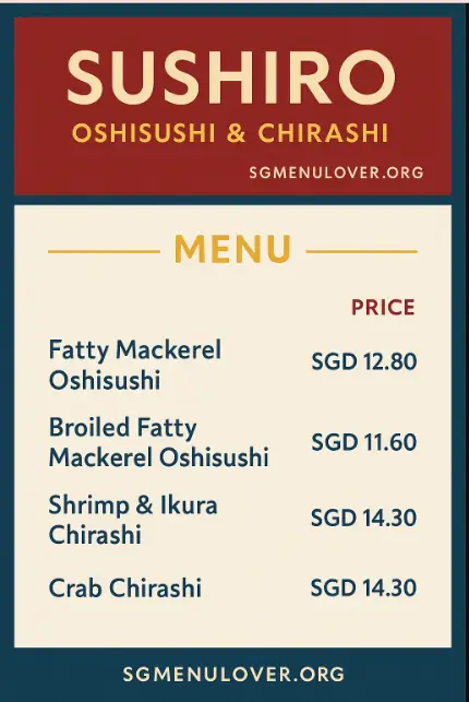 SUSHIRO OSHISUSHI & CHIRASI MENU