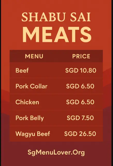 Shabu Sai Meats Menu