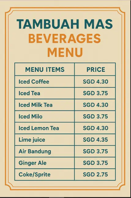 TAMBUAH MAS BEVRAGES MENU
