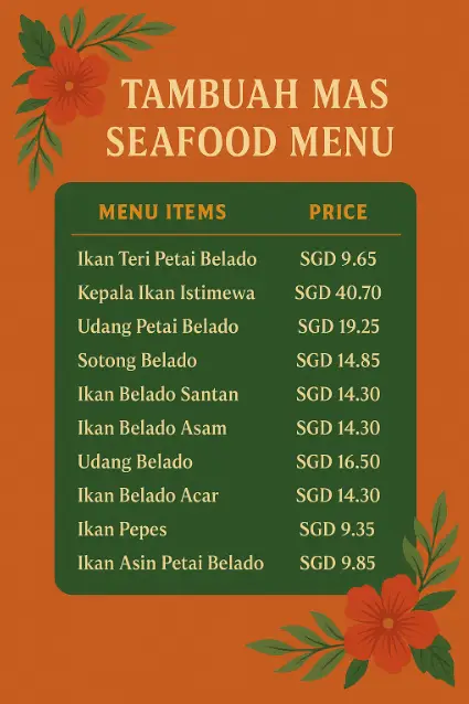 TAMBUAH MAS SEAFOOD MENU