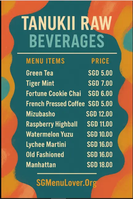 TANUKI RAW BEVERAGES Menu