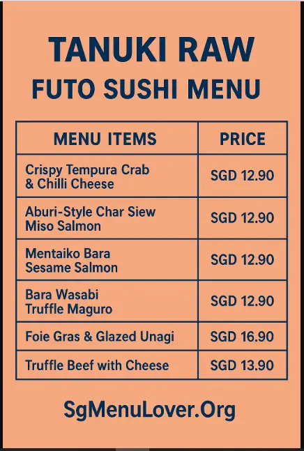 TANUKI RAW FUTO SUSHI MENU