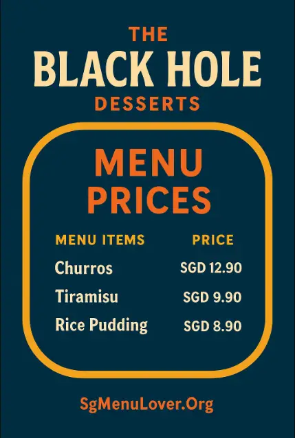 THE BLACK HOLE DESSERTS Menu