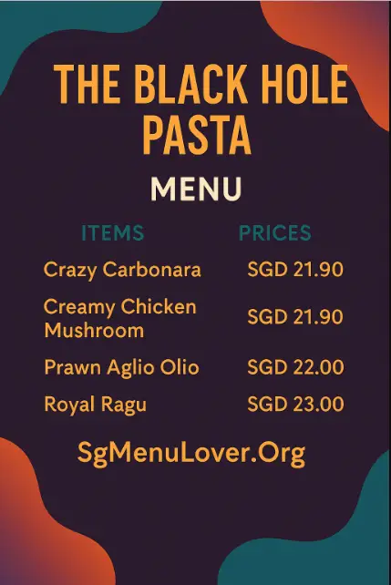 THE BLACK HOLE PASTA menu