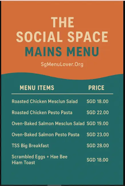 THE SOCIAL SPACE MAINS MENU