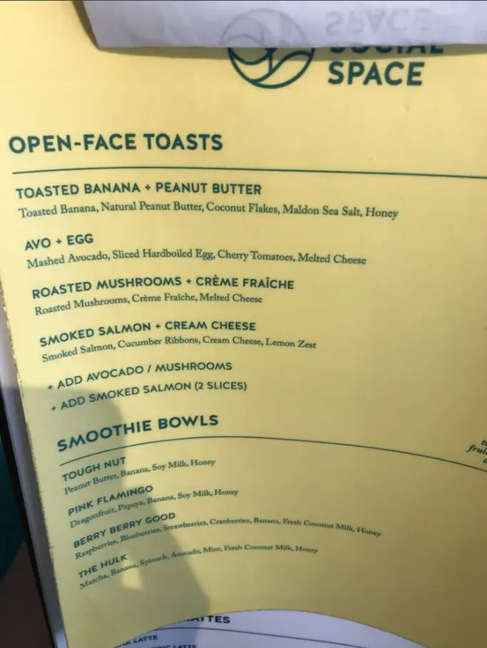 THE SOCIAL SPACE MENU