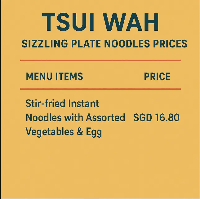 TSUI WAH SIZZLING PLATE NOODLES menu
