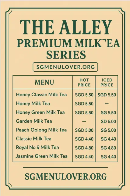 The Alley Premium Milk Tea Series menu