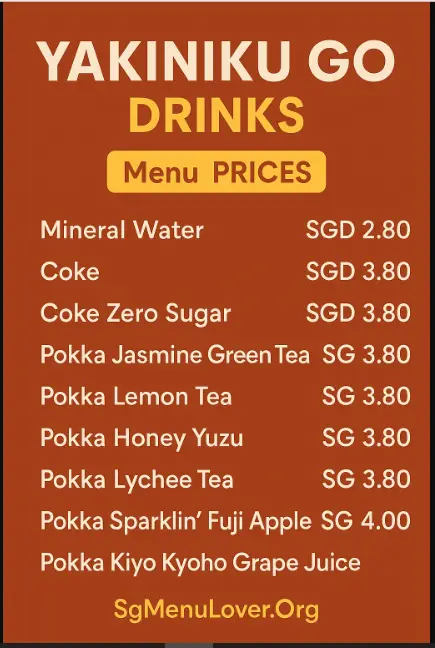 YAKINIKU GO DRINKS menu