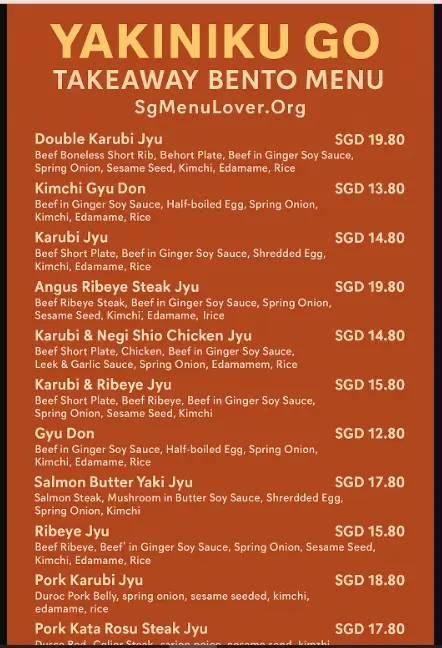 YAKINIKU GO TAKEAWAY BENTO MENU